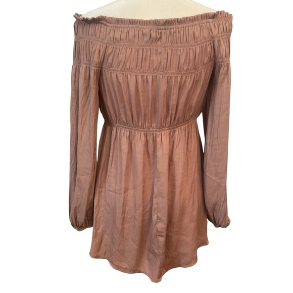 Mustard Seed On/Off-Shoulder Tunic Blouse Size S Mauve Silky Party Feminine - Picture 5 of 10